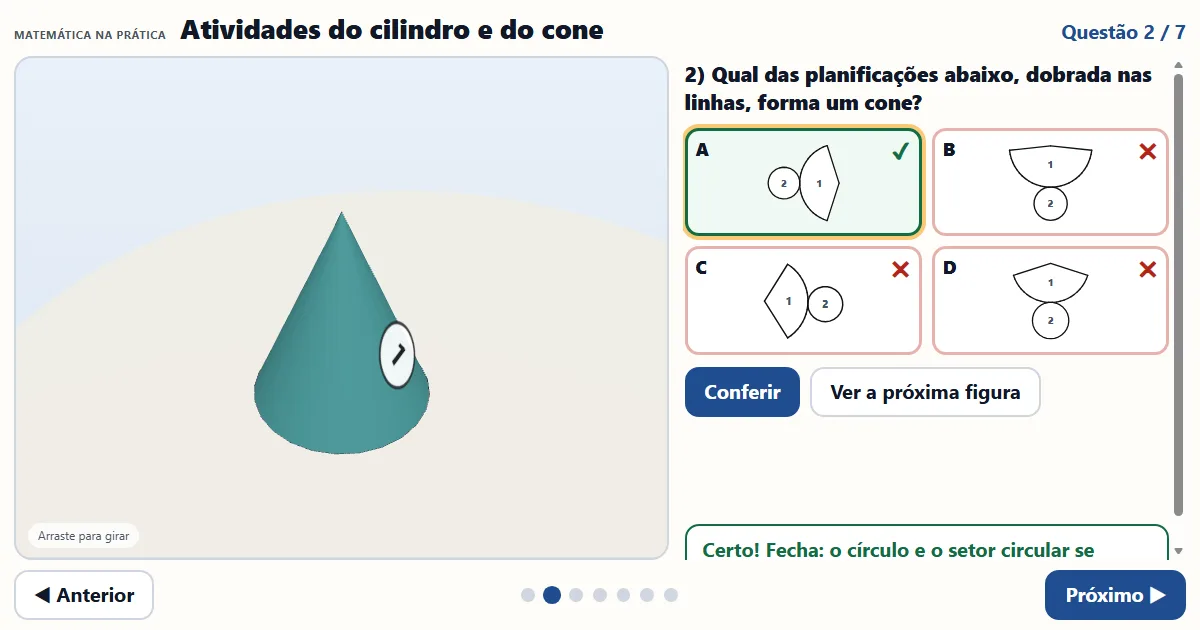 Atividades de planificação do cilindro e do cone