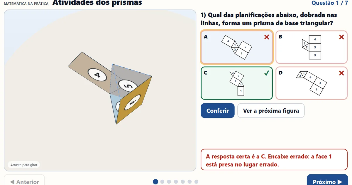 Atividades de planificação dos prismas
