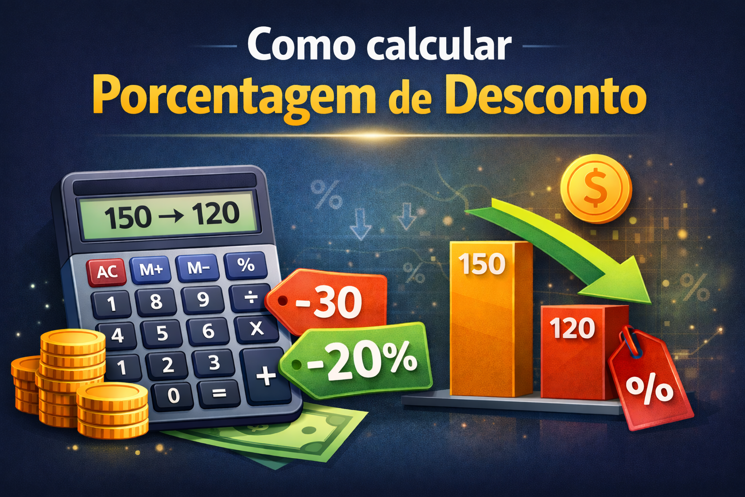 Como calcular porcentagem de desconto em compras e promoções