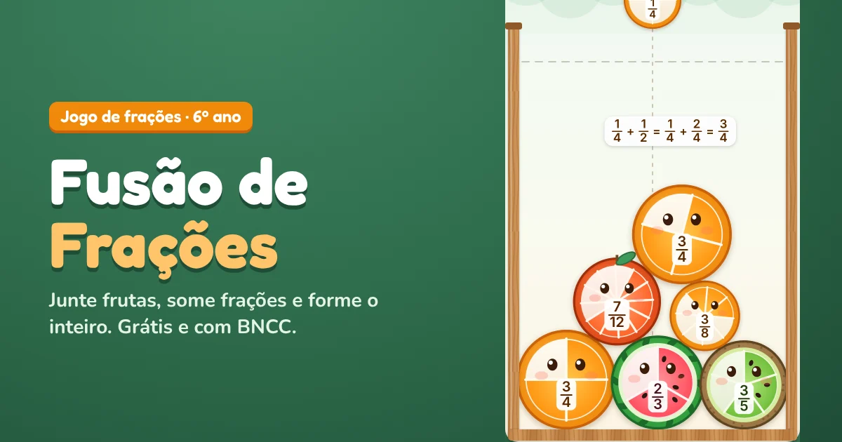 Fusão de Frações, jogo de frações do 6º ano